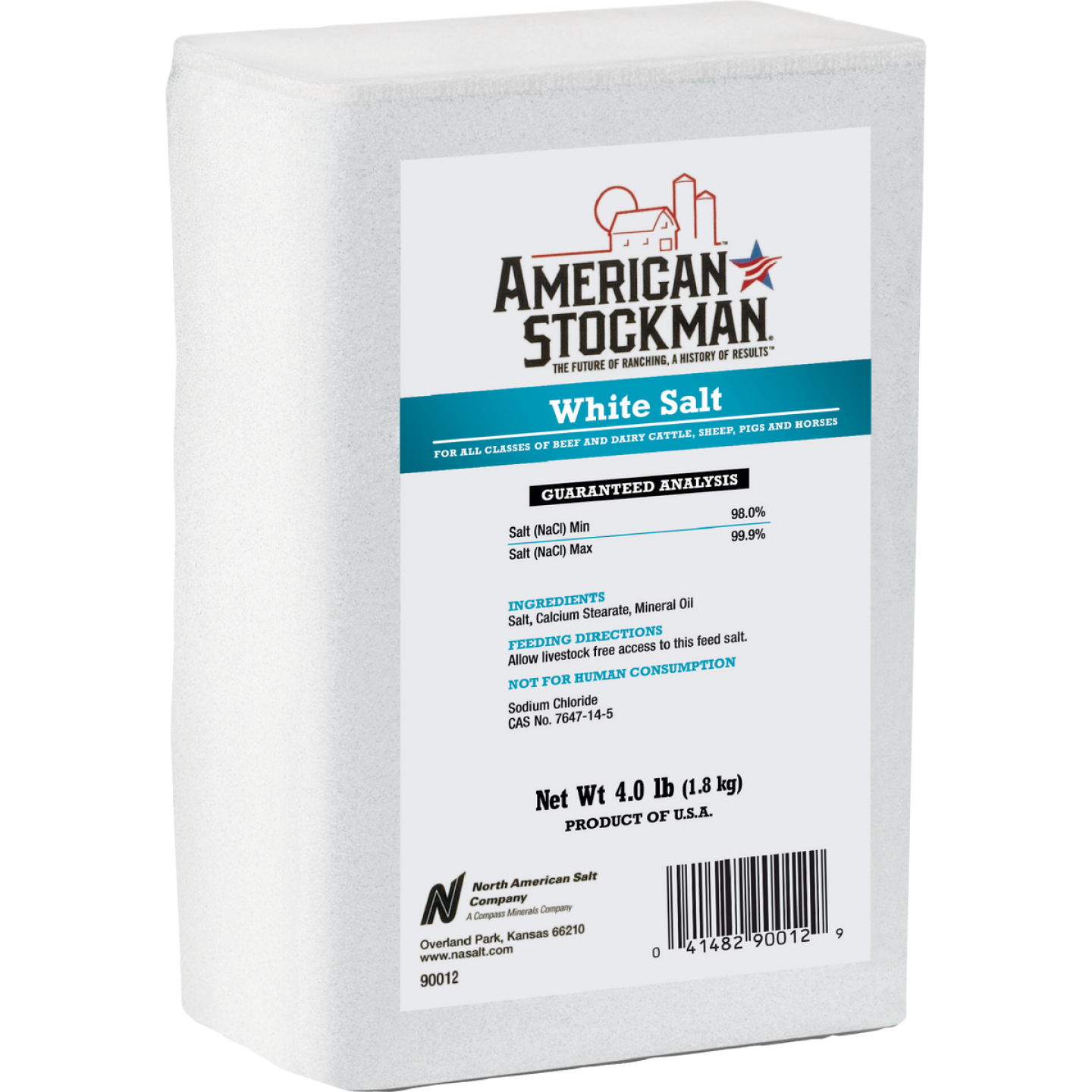 American Stockman 4 Lb. Plain White Salt Block Image 1