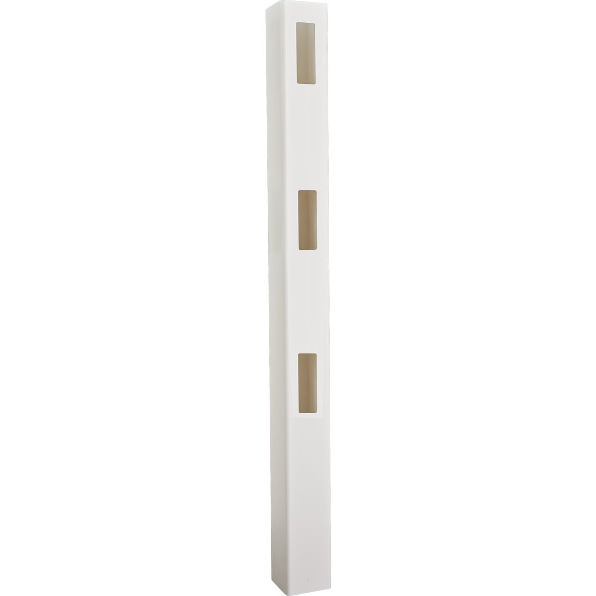 5 In. x 5 In. x 84 In. White End 3-Rail Fence Vinyl Post