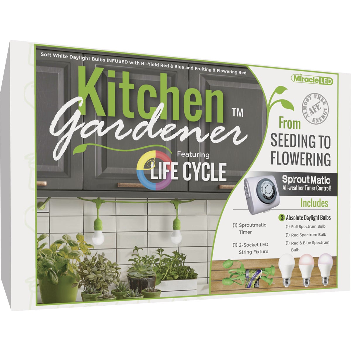 Miracle LED Kitchen Gardener 9W LED Grow Light Kit with SproutMatic Timer