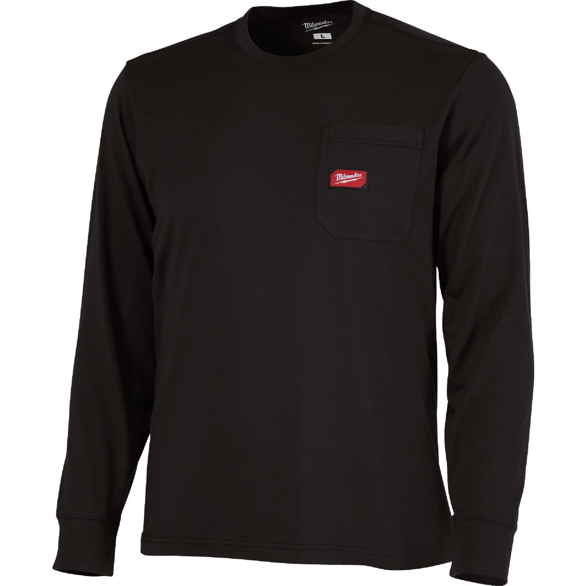 Milwaukee GridIron Large Black Long Sleeve Heavy-Duty Pocket T-Shirt Image 1