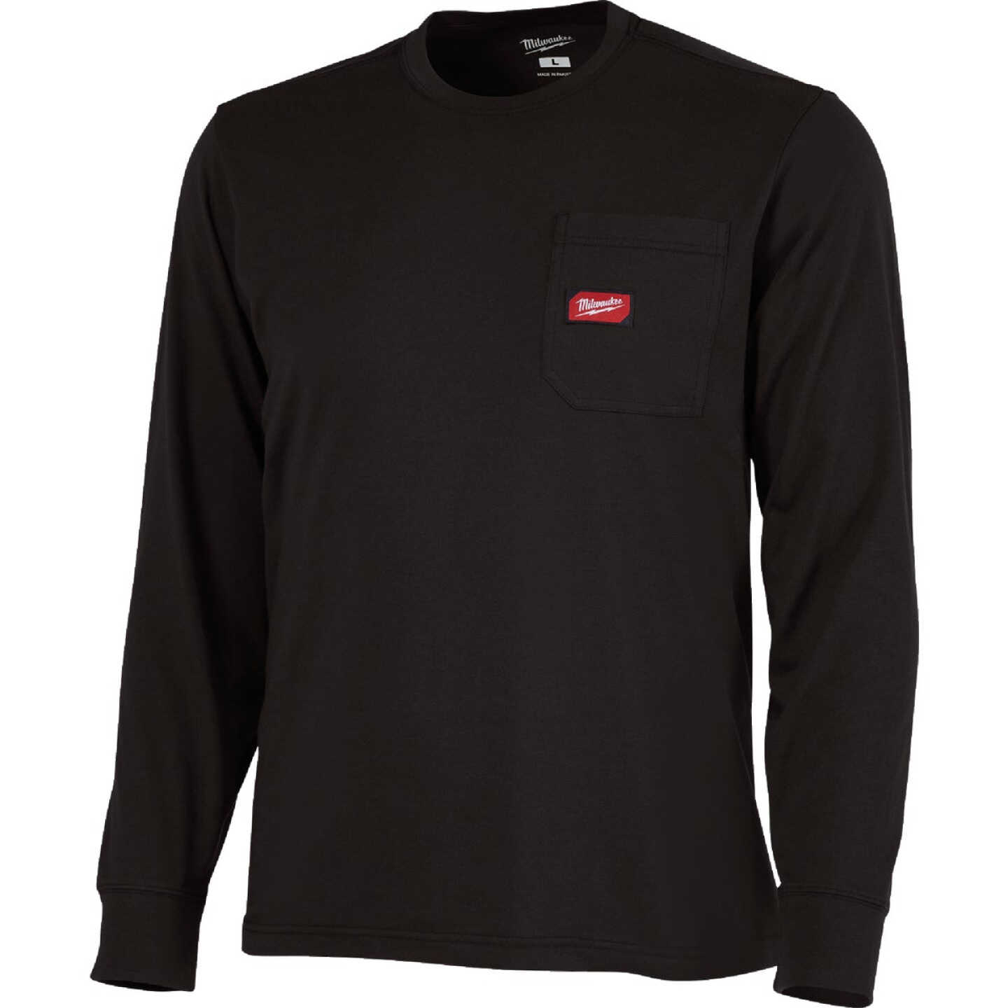 Milwaukee GridIron Large Black Long Sleeve Heavy-Duty Pocket T-Shirt Image 1