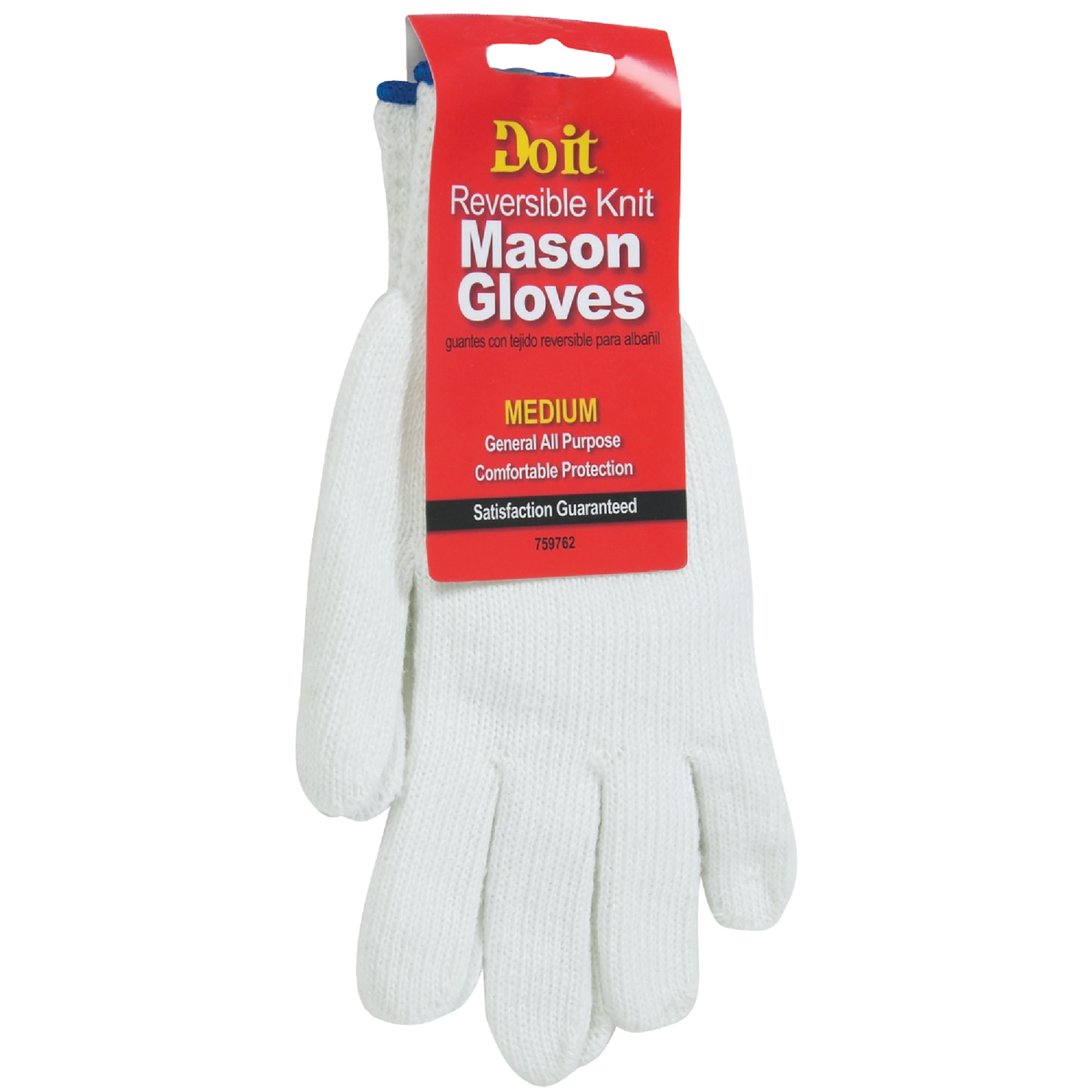 Do it Men's Medium Reversible Knit Polyester Mason Glove, White Image 2