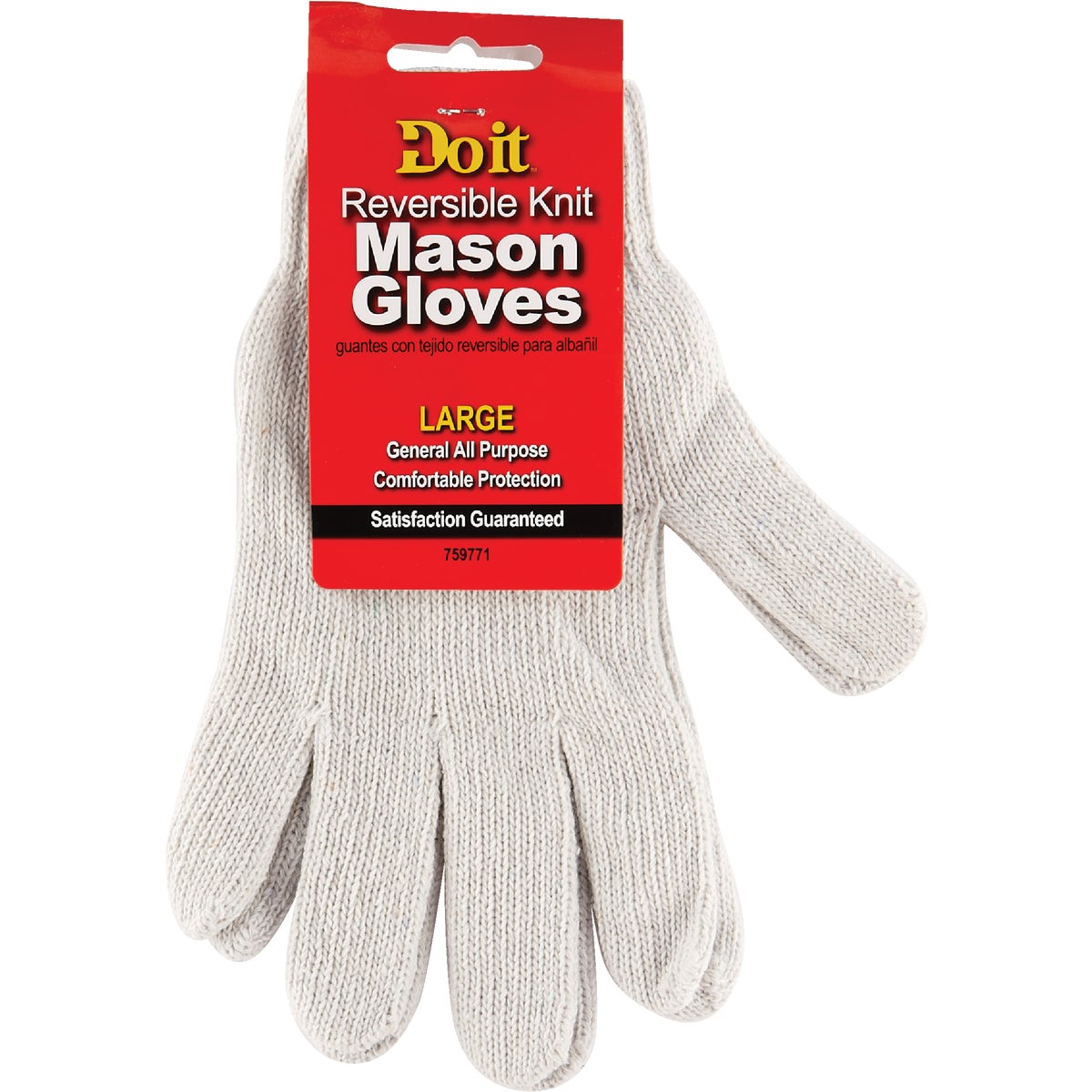 Do it Men's Large Reversible Knit Mason Glove, White Image 2