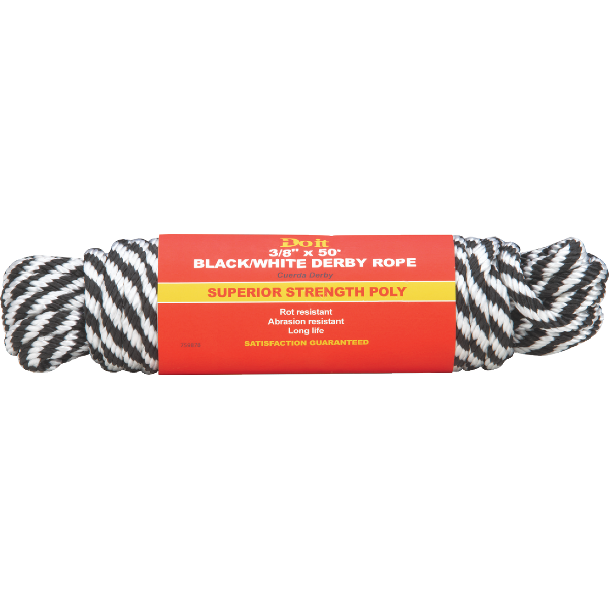 Do it Best 3/8 In. x 50 Ft. Black & White Derby Polypropylene Packaged Rope Image 2