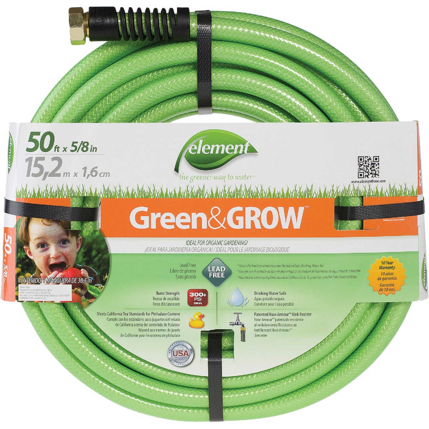 Element Green & Grow 5/8 In. Dia. x 50 Ft. L. Drinking Water Safe Garden Hose Image 1