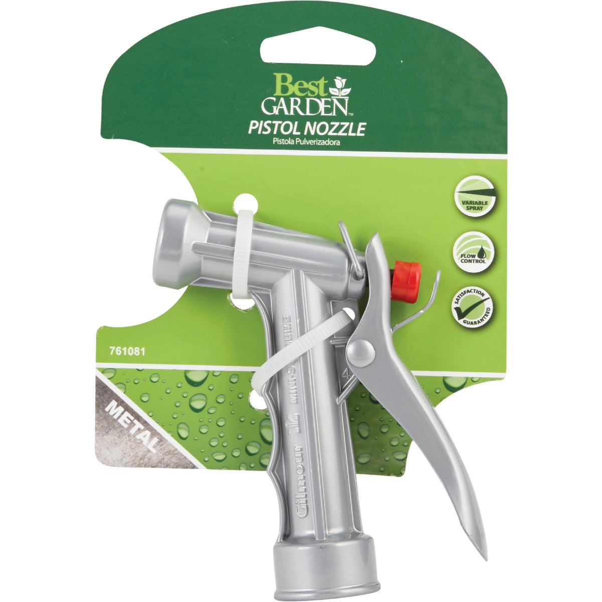 Best Garden Metal Mid-Size Pistol Nozzle, Metallic Image 2