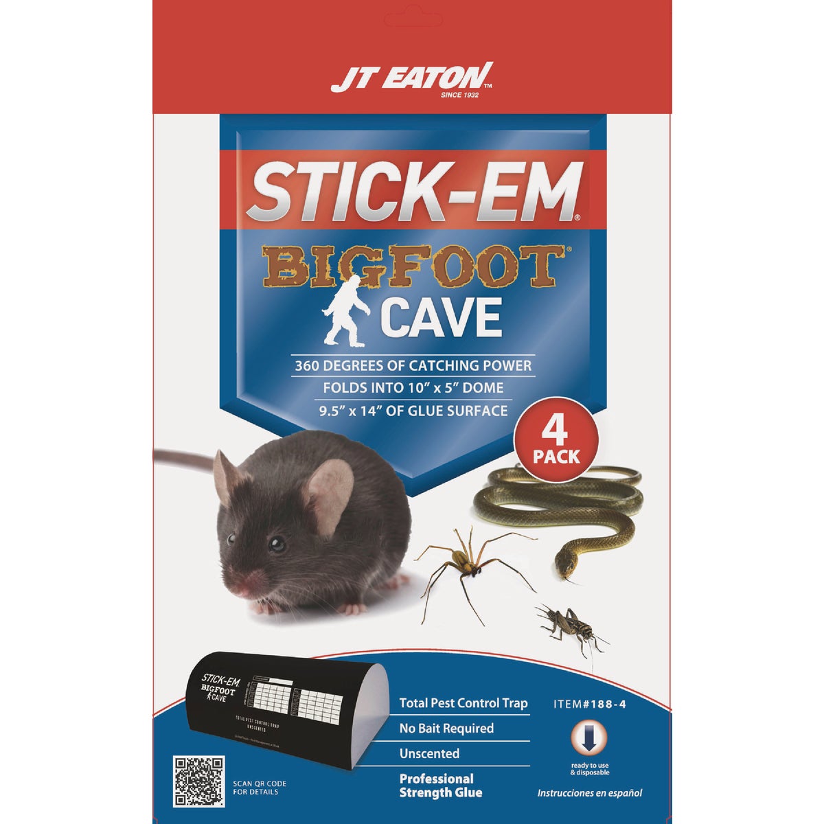 JT Eaton Stick-Em Bigfoot Cave XL Glue Trap (4-Pack)