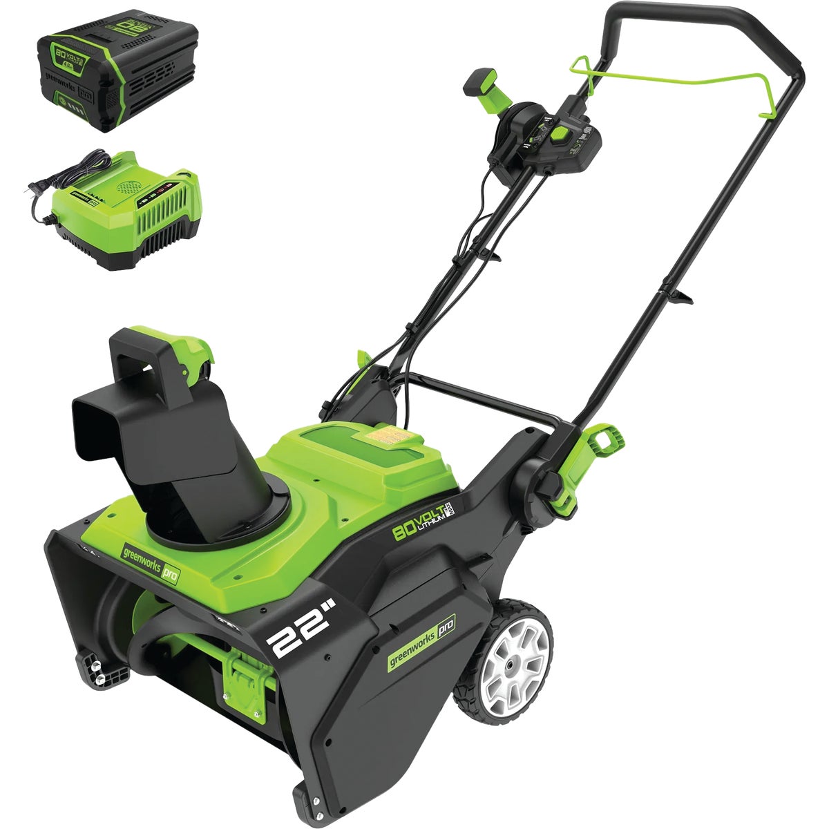 Greenworks 80V 22 In. Single-Stage Snow Blower with 4.0 Ah Battery & Charger