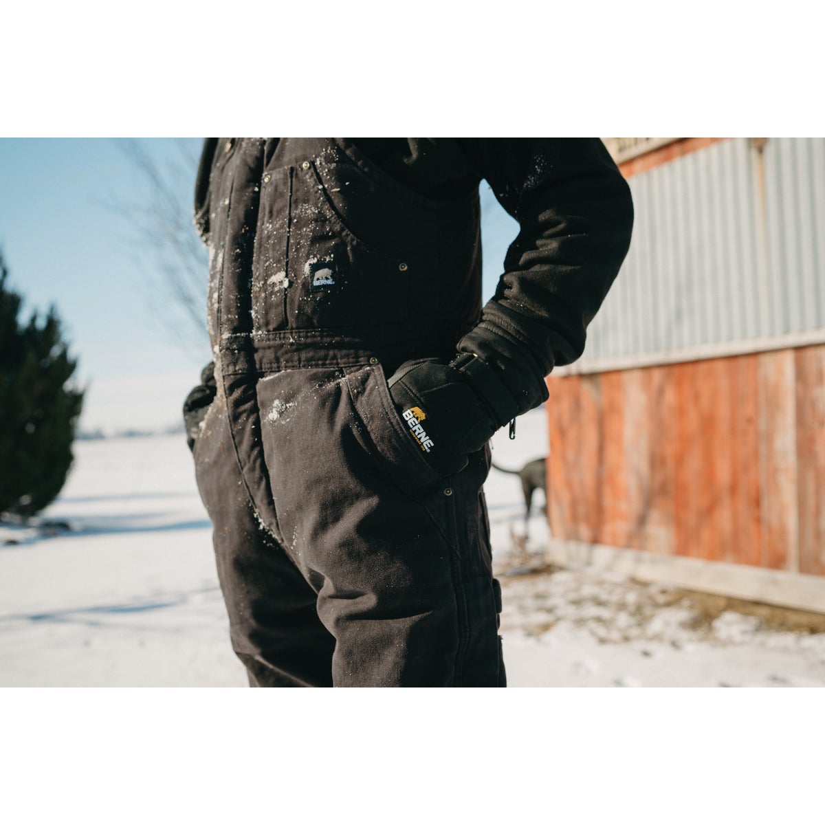 Berne Men's XL Black Heartland Insulated Washed Duck Bib Overalls Image 3