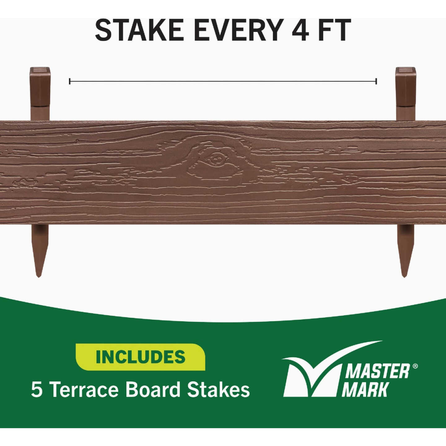 Master Mark 5 In. x 20 Ft. Brown Terrace Board Lawn Edging with Stakes Image 6