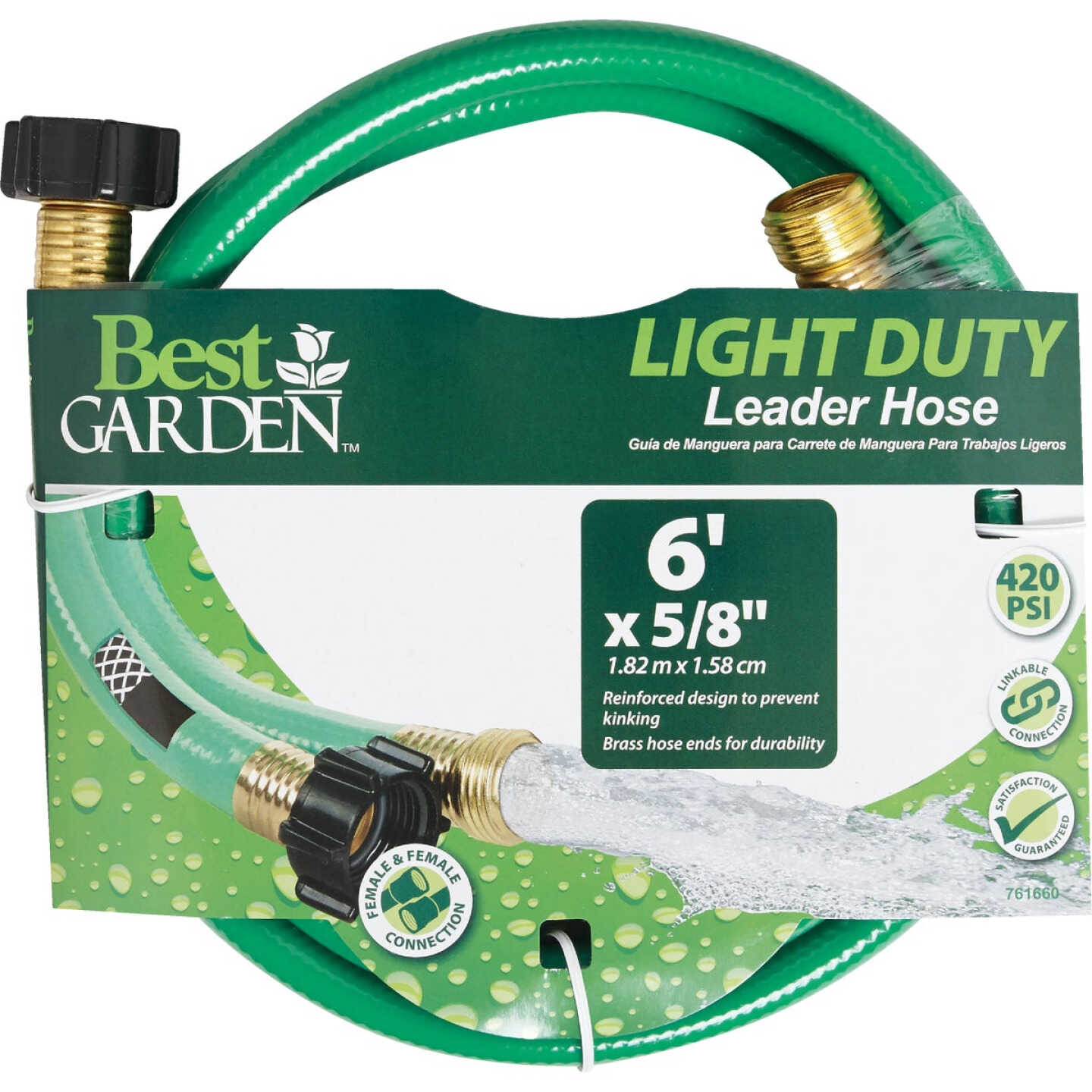 Best Garden 5/8 In. Dia. x 6 Ft. L. Leader Hose with Male & Female Couplings Image 1