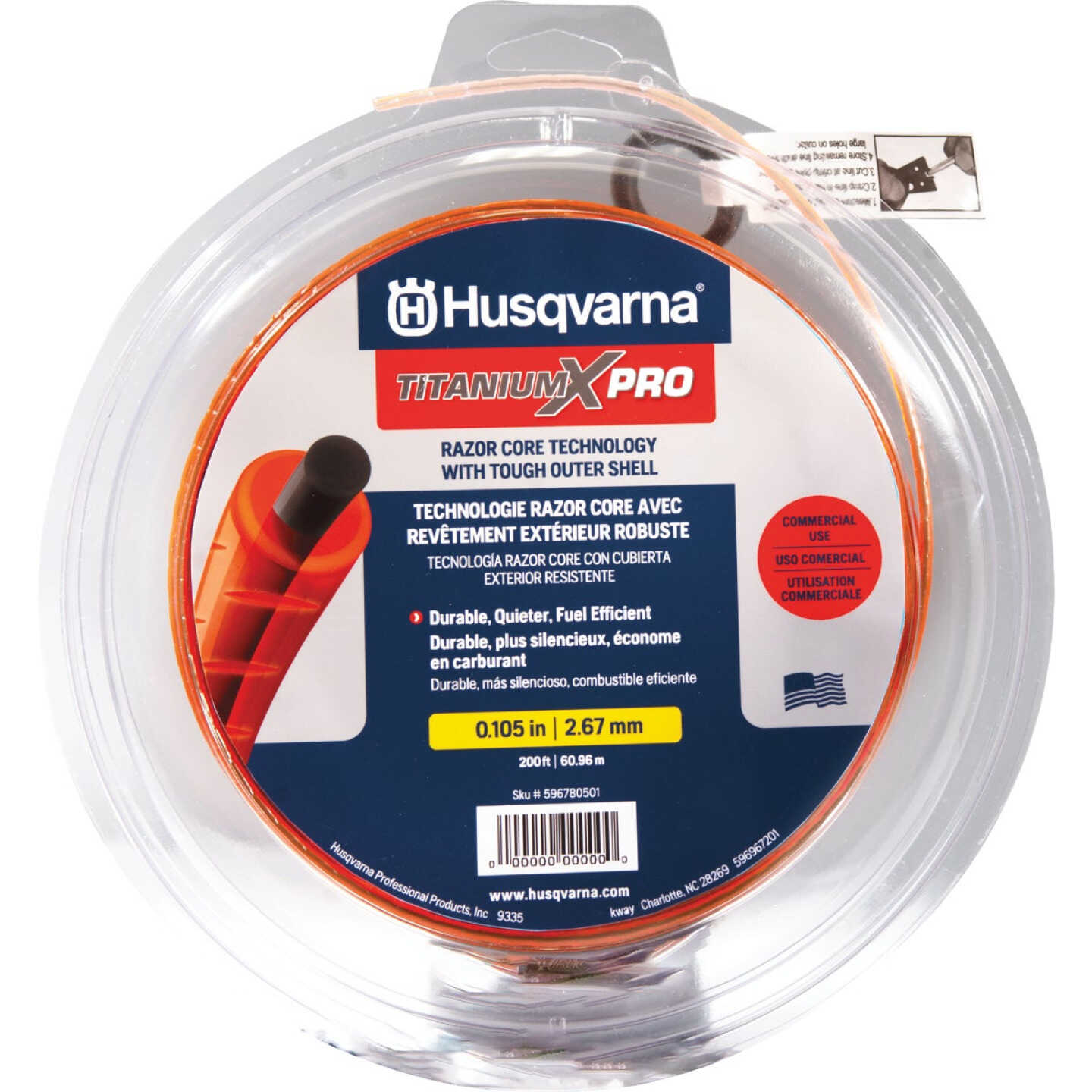 Husqvarna TitaniumX Pro Trimmer Line 0.105 In. Gauge Orange 200 Ft. 1 Lb. Donut Trimmer Line Image 1