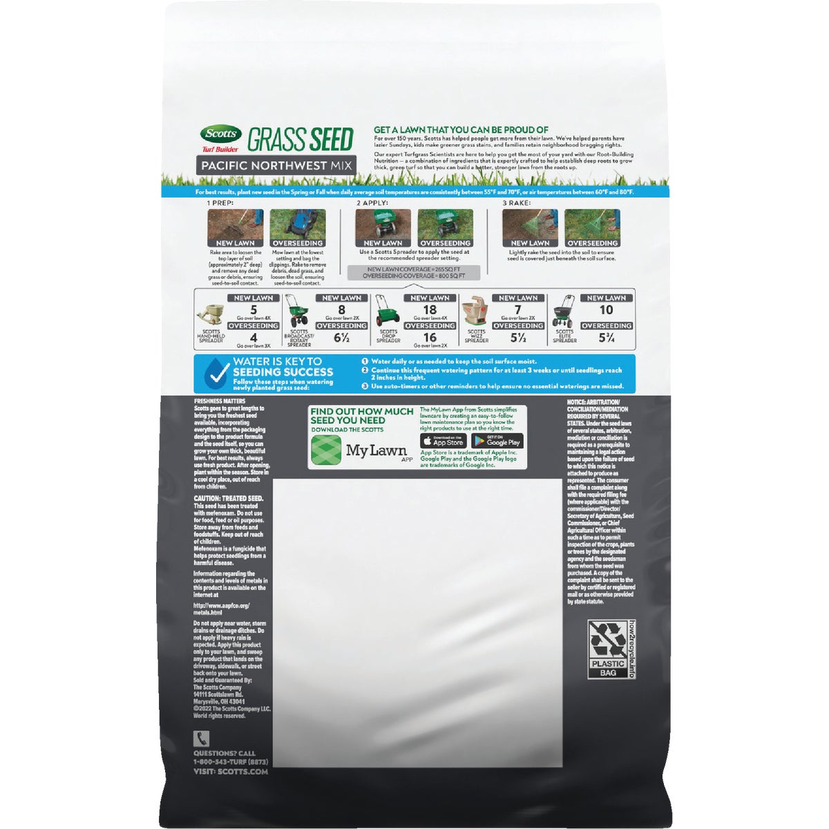 Scotts Turf Builder 2.4 Lb. 200 Sq. Ft. Pacific Northwest Mix Grass Seed, Fertilizer, and Soil Improver Combination Image 8