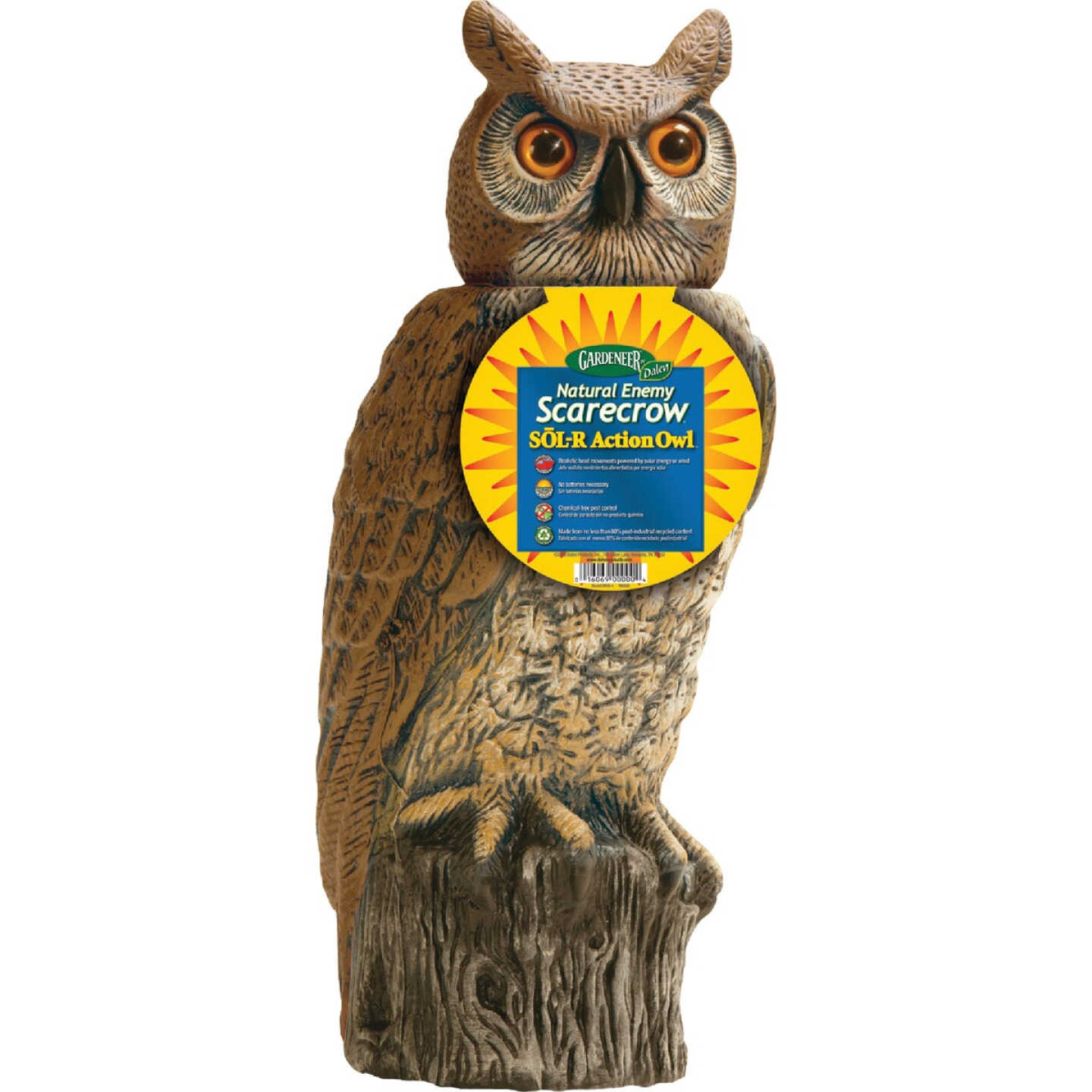 Gardeneer Natural Enemy Scarecrow 18 In. Solar Owl Pest Deterrent Decoy Image 1
