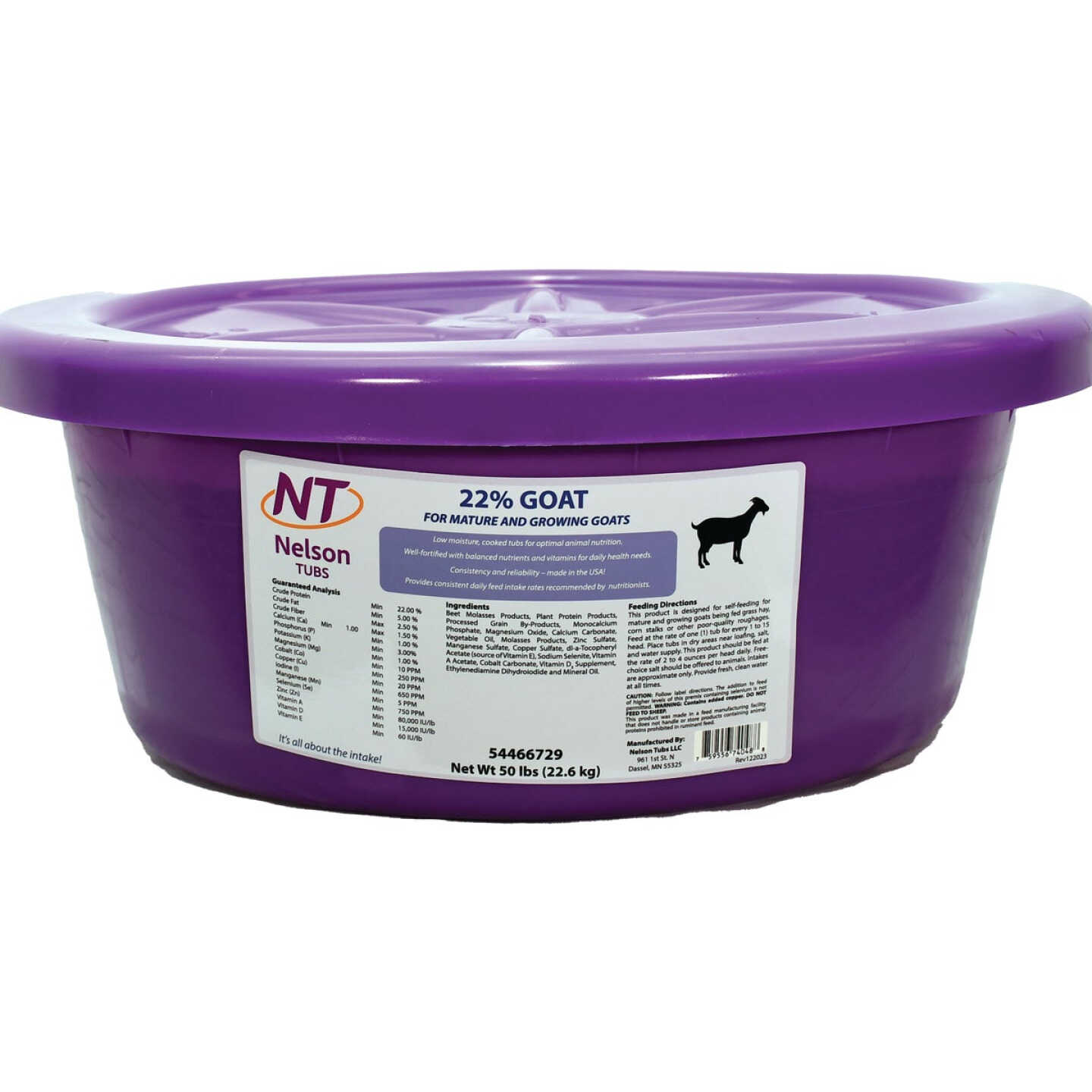 Nelson Tubs 22% Goat 50 Lb. Feed Supplement Image 1