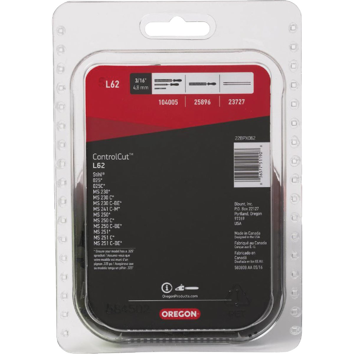 Oregon L62 ControlCut Saw Chain for 16 in. Bar - 62 Drive Links - fits Several Stihl models Image 4