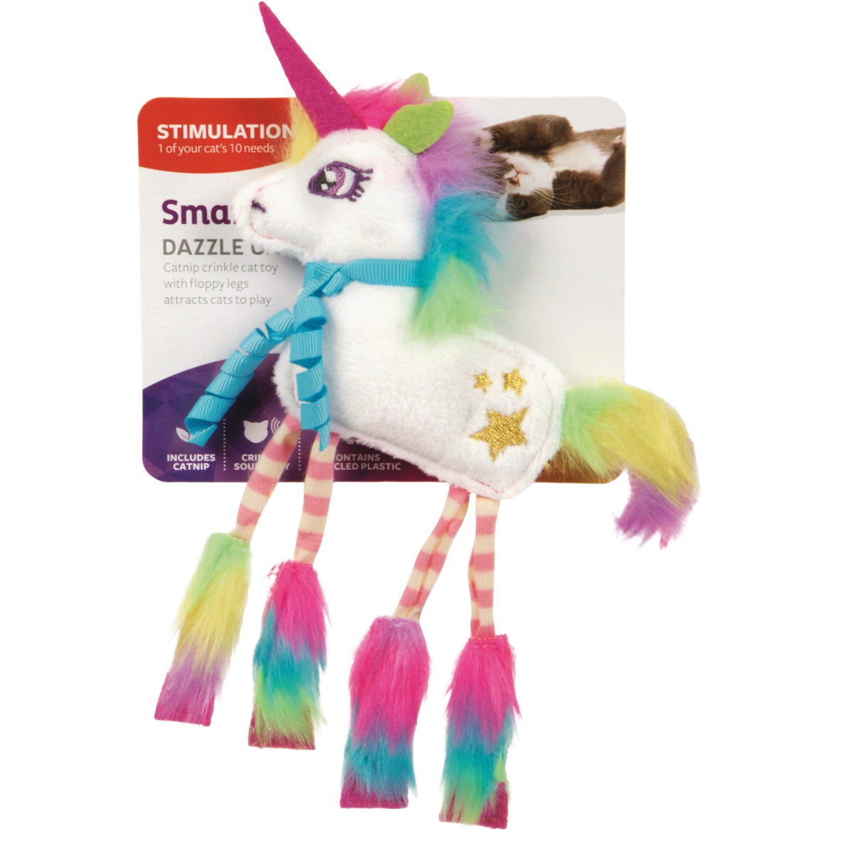 SmartyKat Dazzle Unicorn Plush Crinkle Catnip Cat Toy