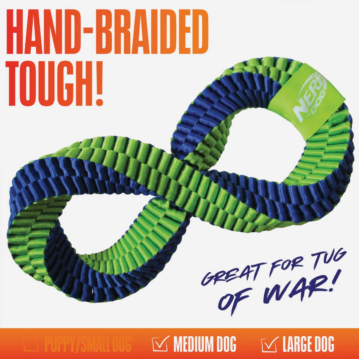 Nerf Dog 12 In. Nylon Square Braided Twisted Infinity Tug Dog Toy Image 2