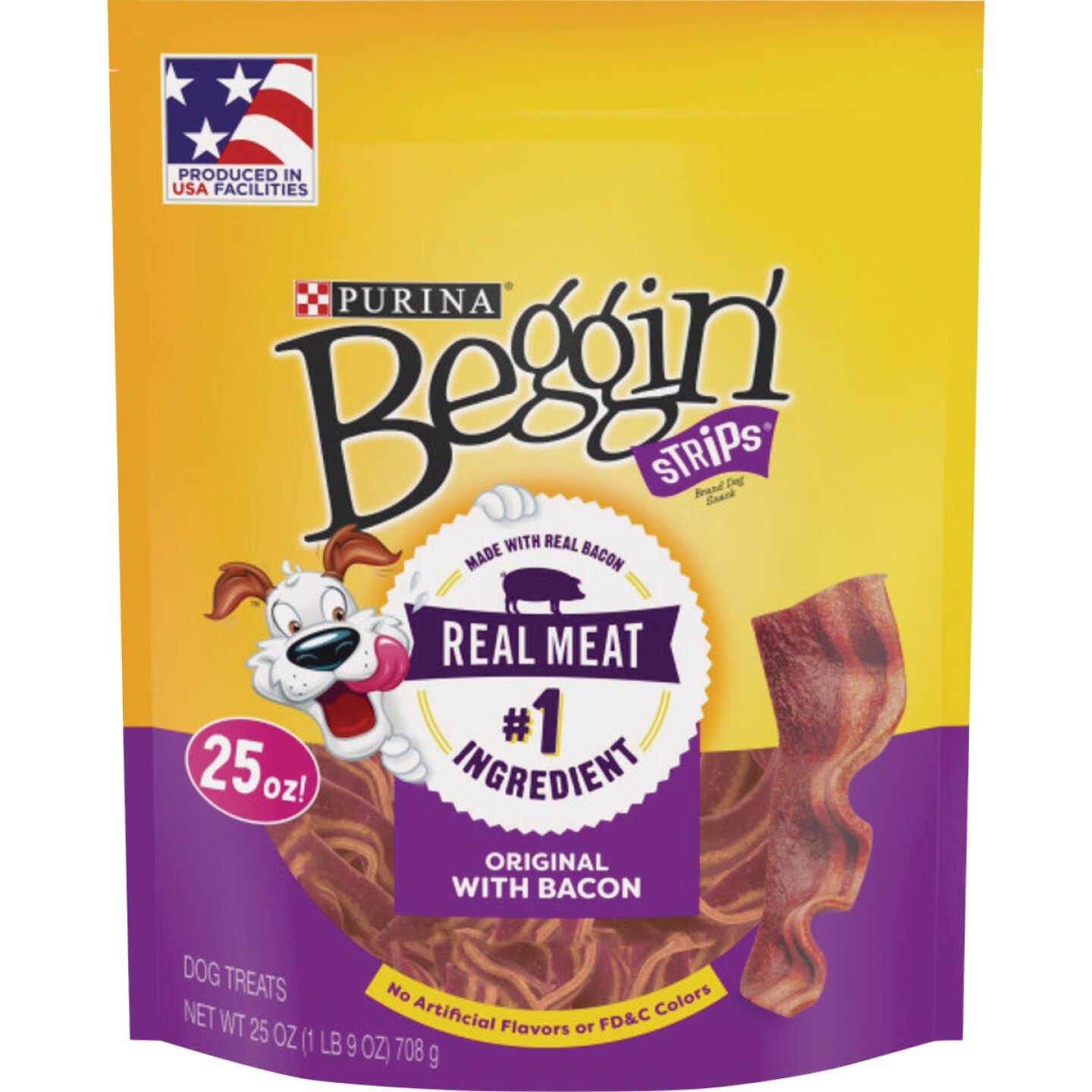 Purina Beggin' Strips Bacon Flavor Chewy Dog Treat, 25 Oz. Image 1