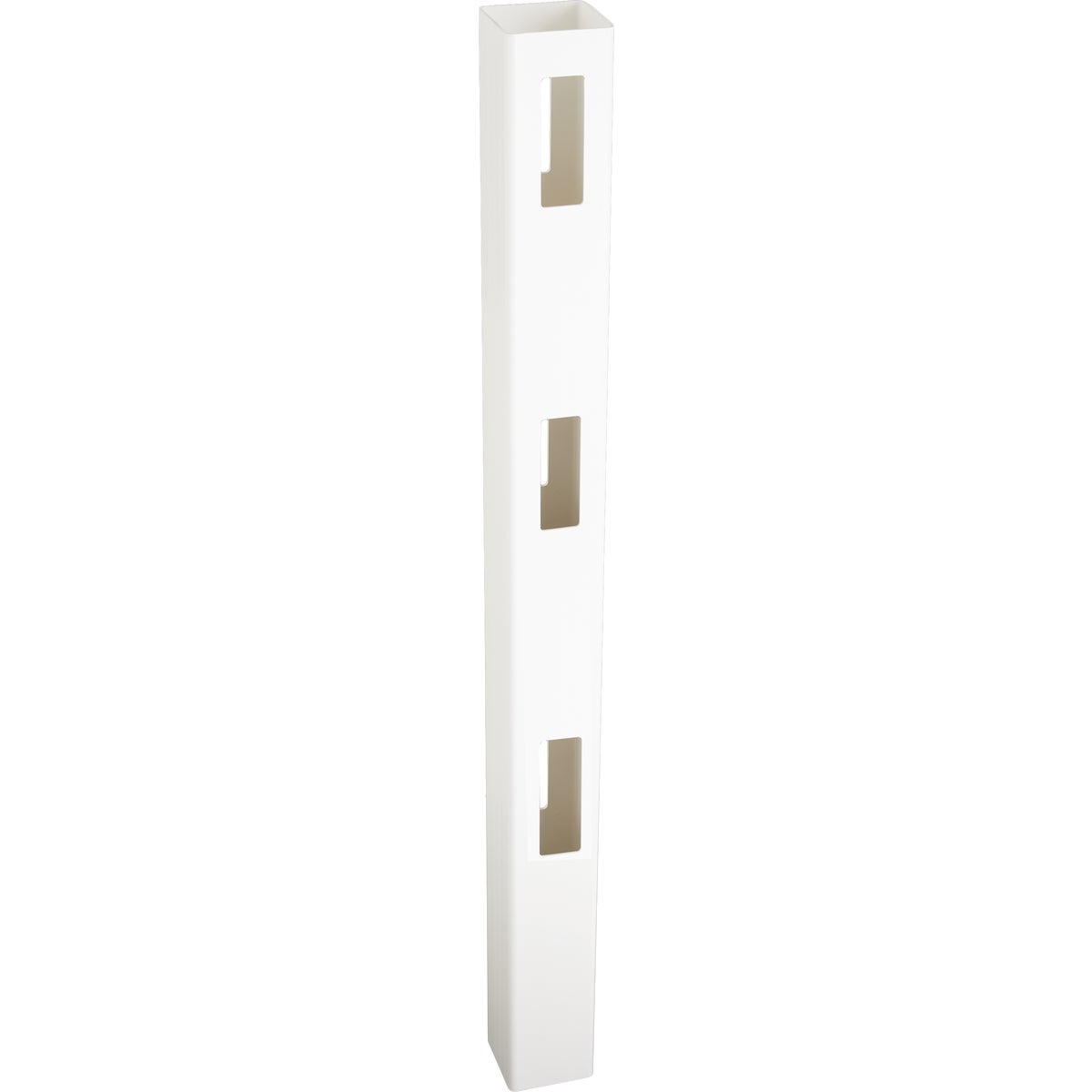 5 In. x 5 In. x 84 In. White Vinyl 3-Rail Fence Line Post