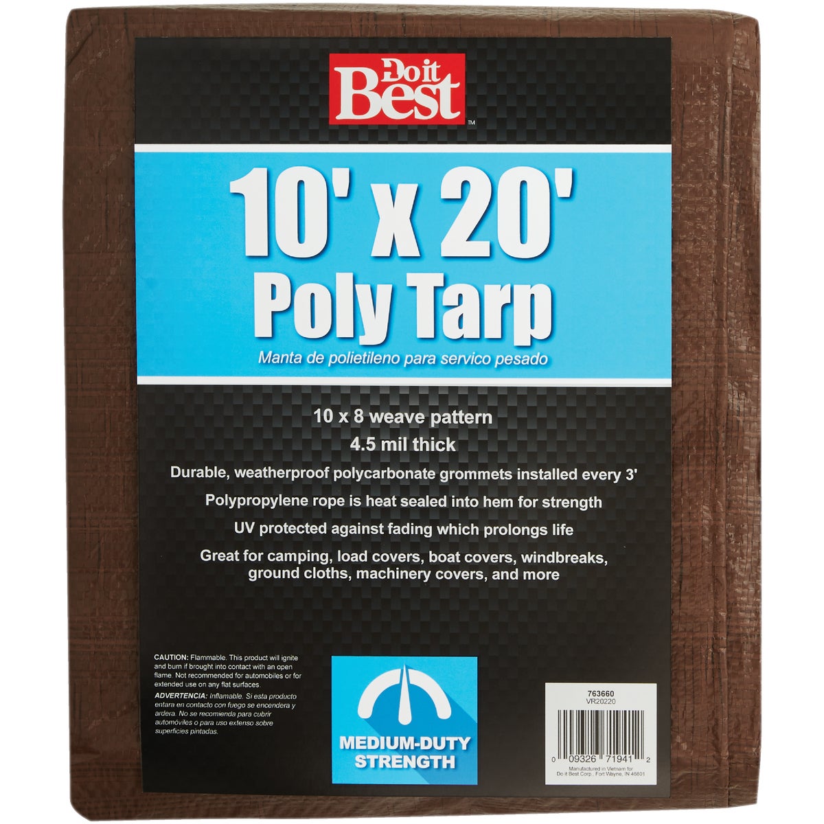 Do it Best 1 Side Green/1 Side Brown Woven 10 Ft. x 20 Ft. Medium Duty Poly Tarp Image 2