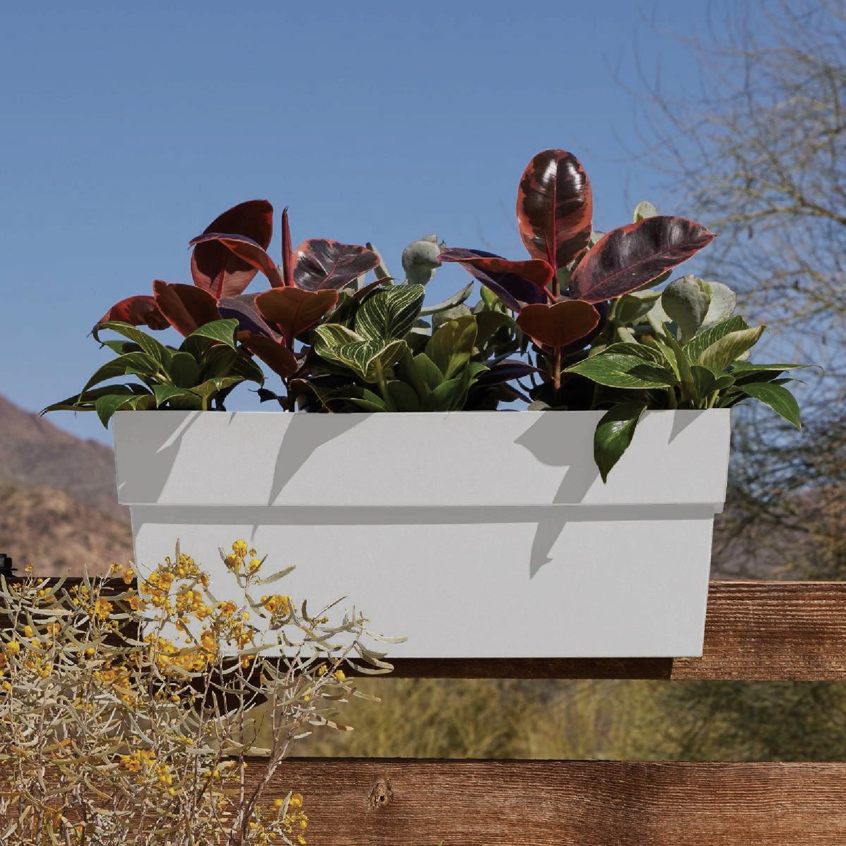 Bloem Finley 24 In. W. Recycled Ocean Plastic Casper White Rail Planter Image 2