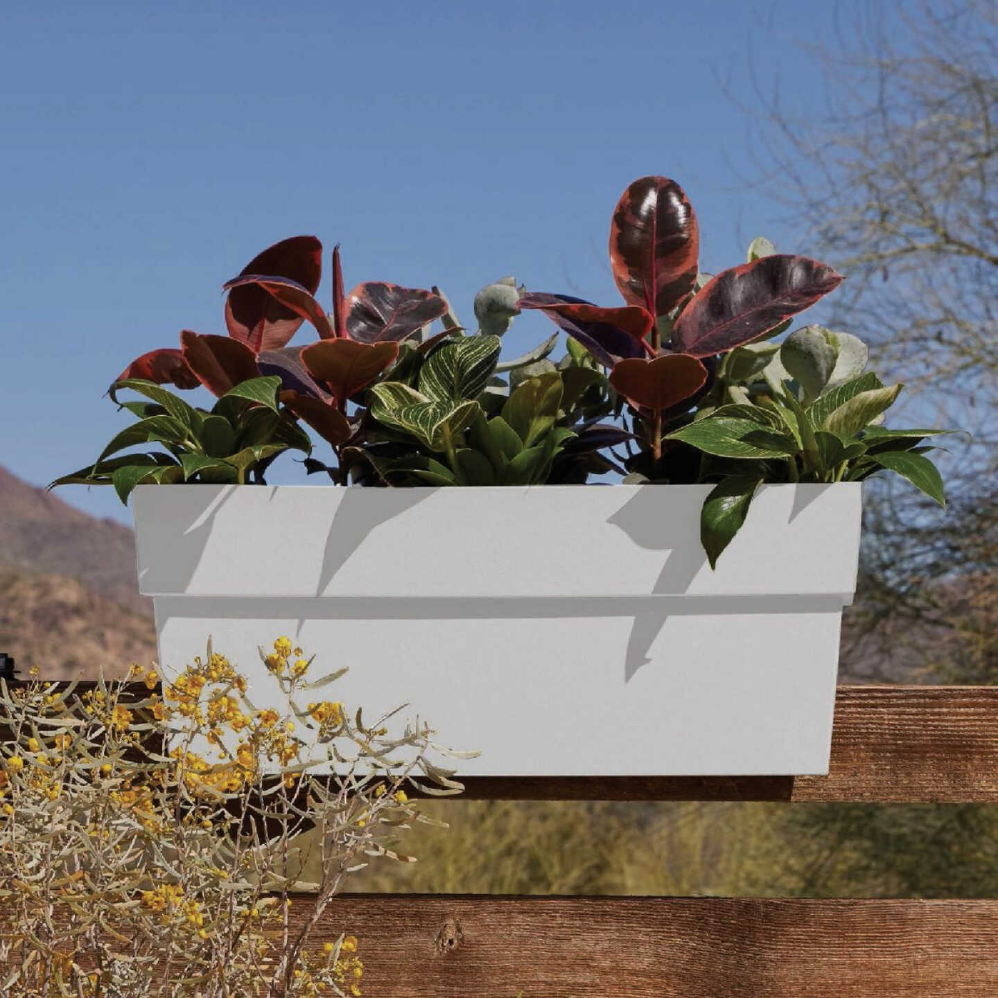 Bloem Finley 24 In. W. Recycled Ocean Plastic Casper White Rail Planter Image 2
