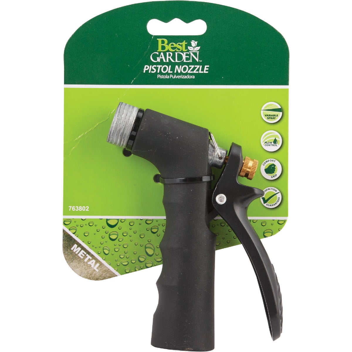 Best Garden Hot Water Metal Pistol Nozzle with Threaded Front, Black Image 2