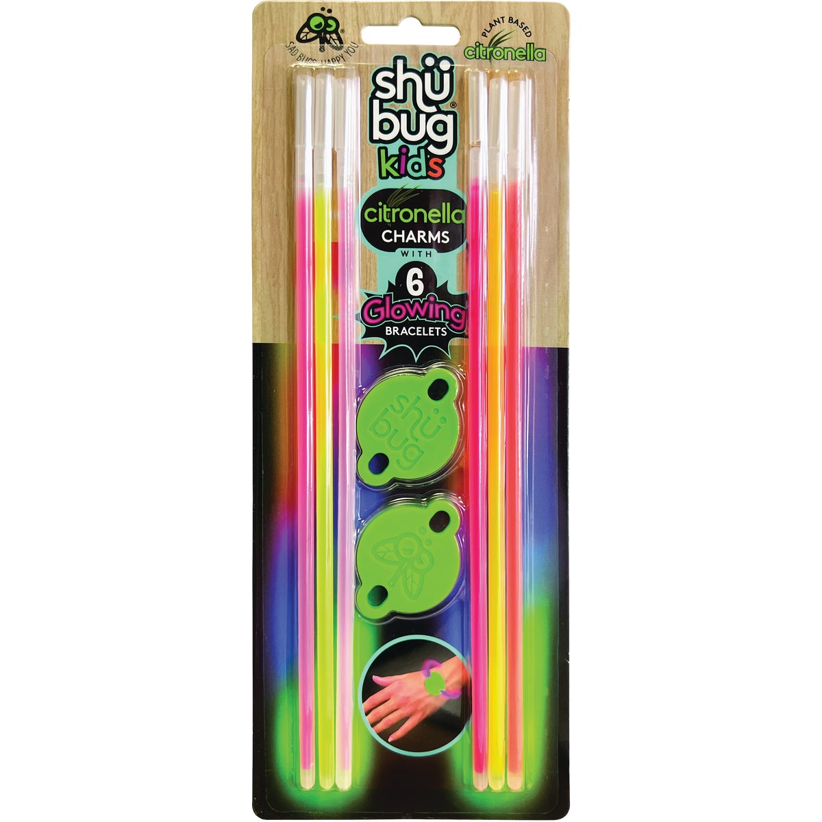 Shubug Kids Citronella Charms with Glow Bracelets Insect Repellent (6-Pack)