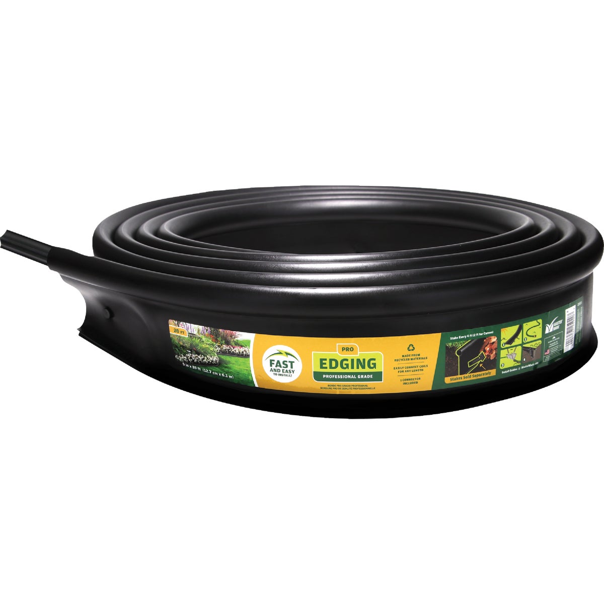 Master Mark Pro Contractor 5 In. H. x 20 Ft. L. Black Plastic Lawn Edging