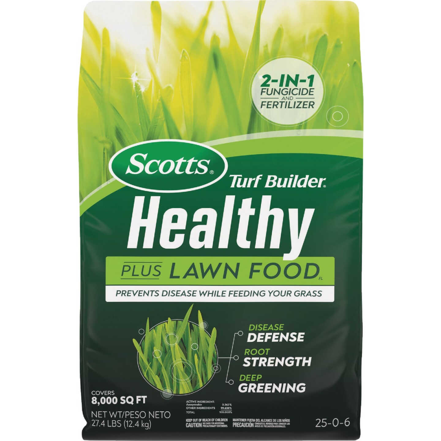 Scotts Turf Builder Healthy Plus Lawn Food FL 8000 Sq. Ft. 2-In-1 Fungicide & Fertilizer Image 1