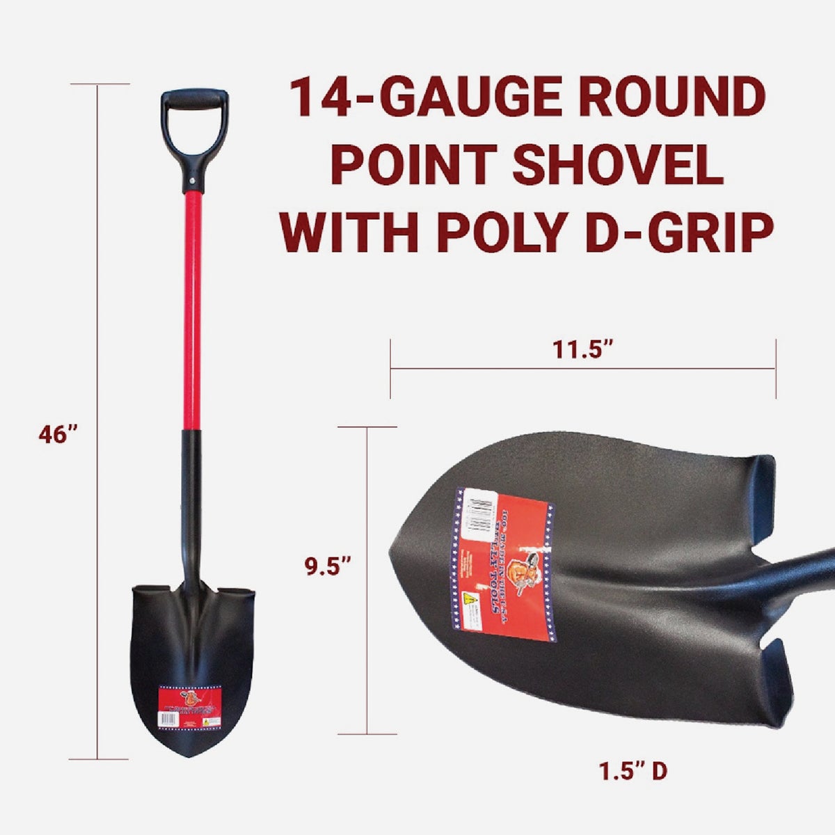 Bully Tools 33 In. Fiberglass D-Handle Round Point Shovel Image 2