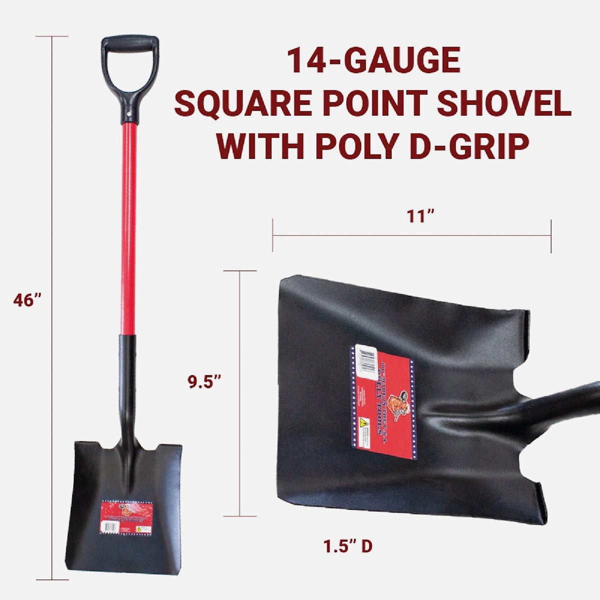 Bully Tools 33 In. Fiberglass D-Handle Square Point Shovel Image 2