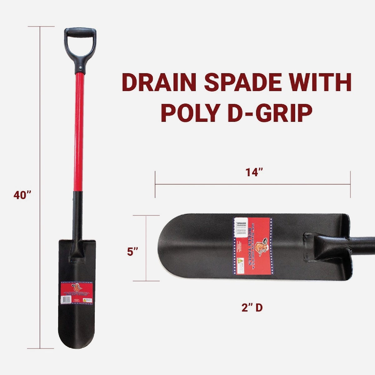 Bully Tools 12-Gauge 32 In. Fiberglass D-Handle Round Point Drain Spade Image 2