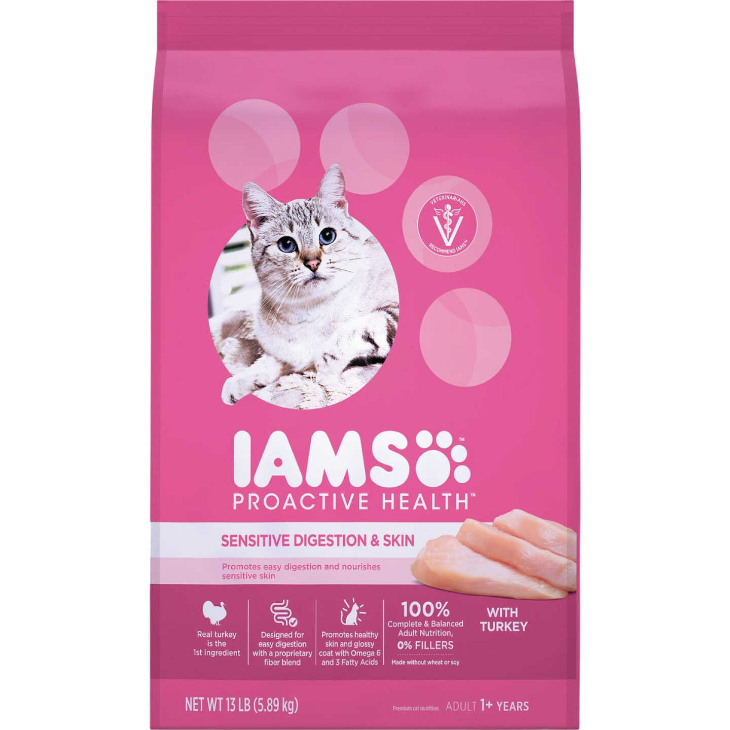 Iams Proactive Health Sensitive Digestion & Skin Formula 13 Lb. Turkey Flavor Adult Dry Cat Food Image 1