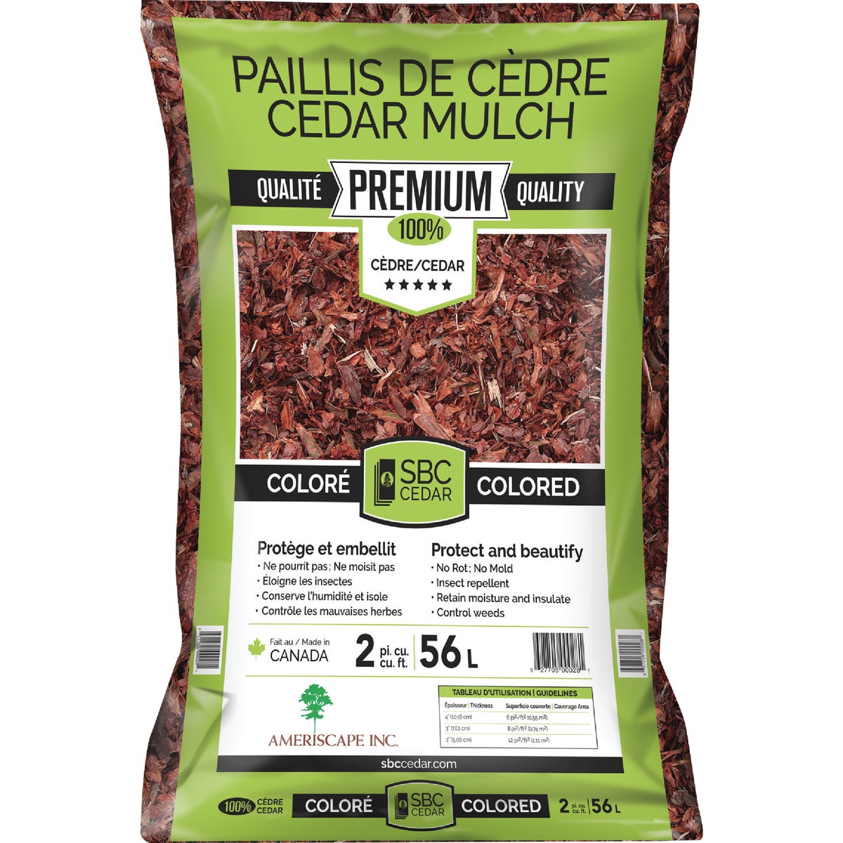 SBC 2 Cu. Ft. Dyed Red 100% Pure Cedar Mulch