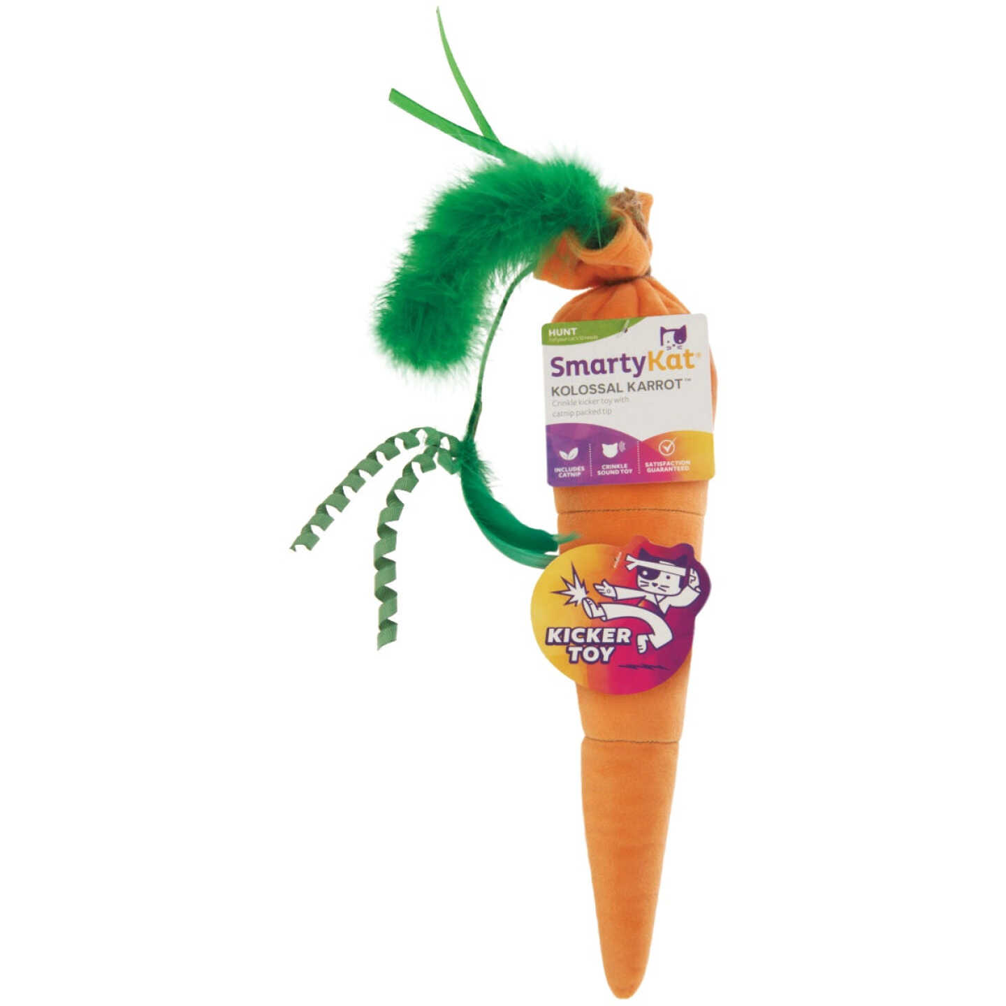SmartyKat Kolossal Karrot Plush Catnip Kicker Cat Toy Image 1
