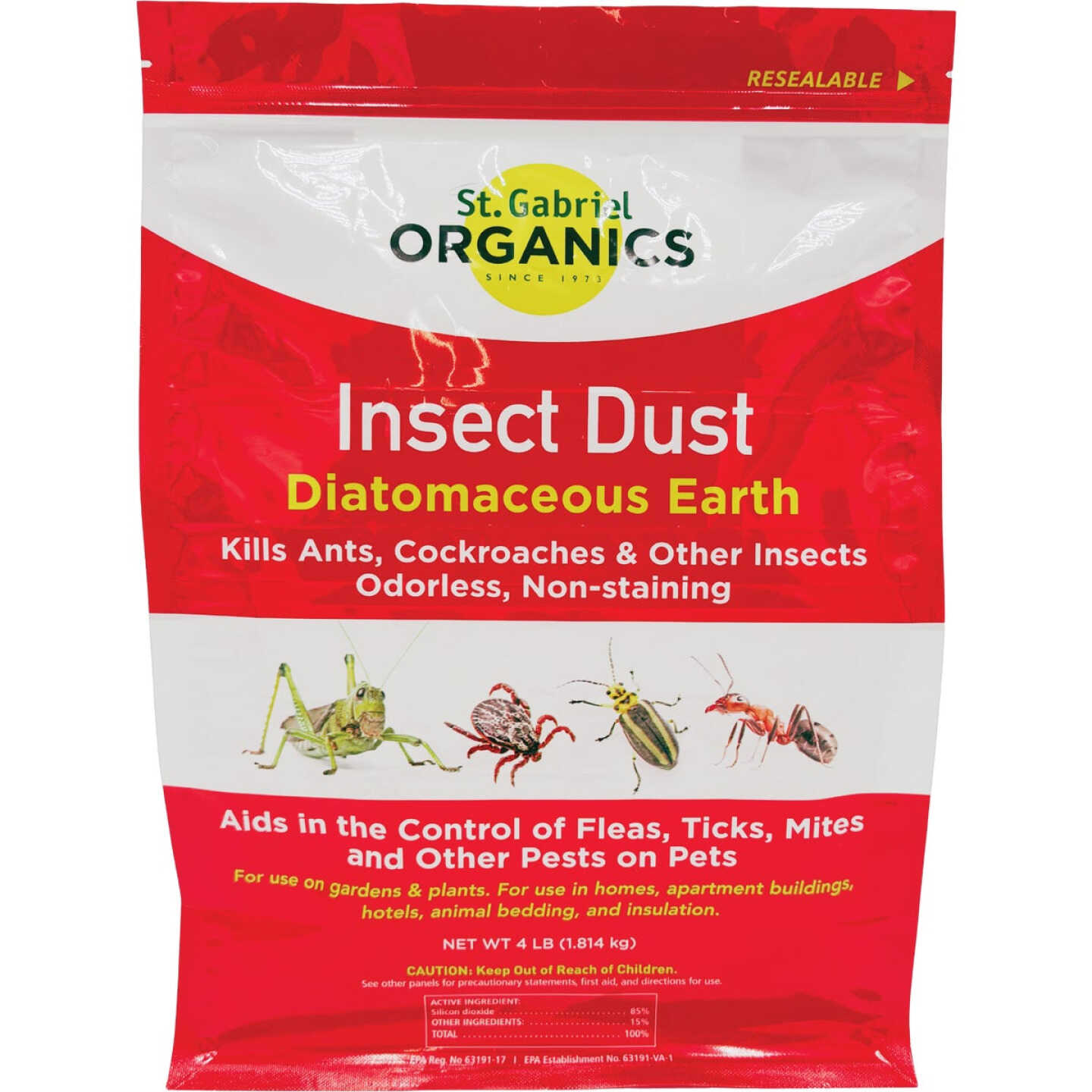 St. Gabriel Organics 4 Lb. Ready To Use Powder Diatomaceous Earth Crawling Insect Killer Image 1
