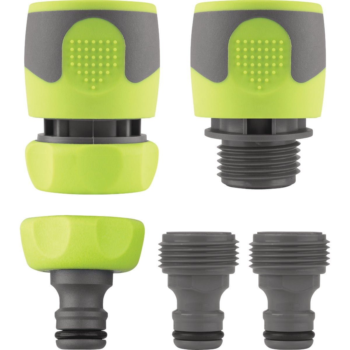Flexzilla Standard Garden Hose Quick-Connect Coupler & Plug Kit, ZillaGreen (5-Piece)