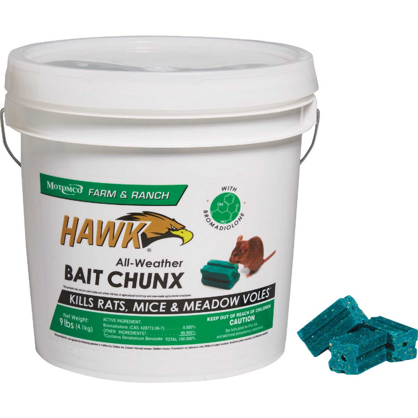 Hawk 9 Lb. All-Weather Rats, Mice, & Meadow Voles Bait Chunx Image 1