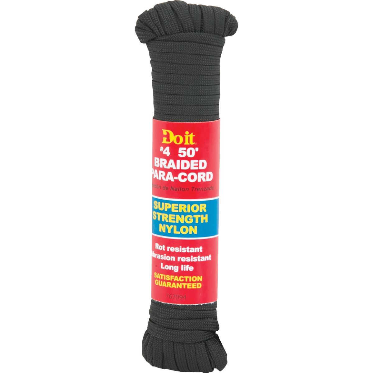 Do it Best 1/8 In. x 50 Ft. Black Braided Polypropylene Paracord
