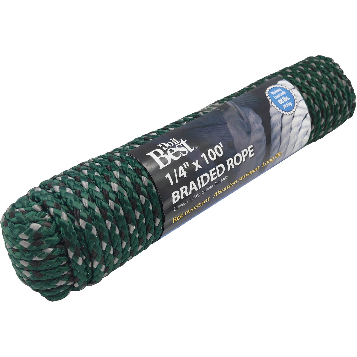 Do it Best 1/4 In. x 100 Ft. Green Double Braided Polypropylene Packaged Rope Image 3