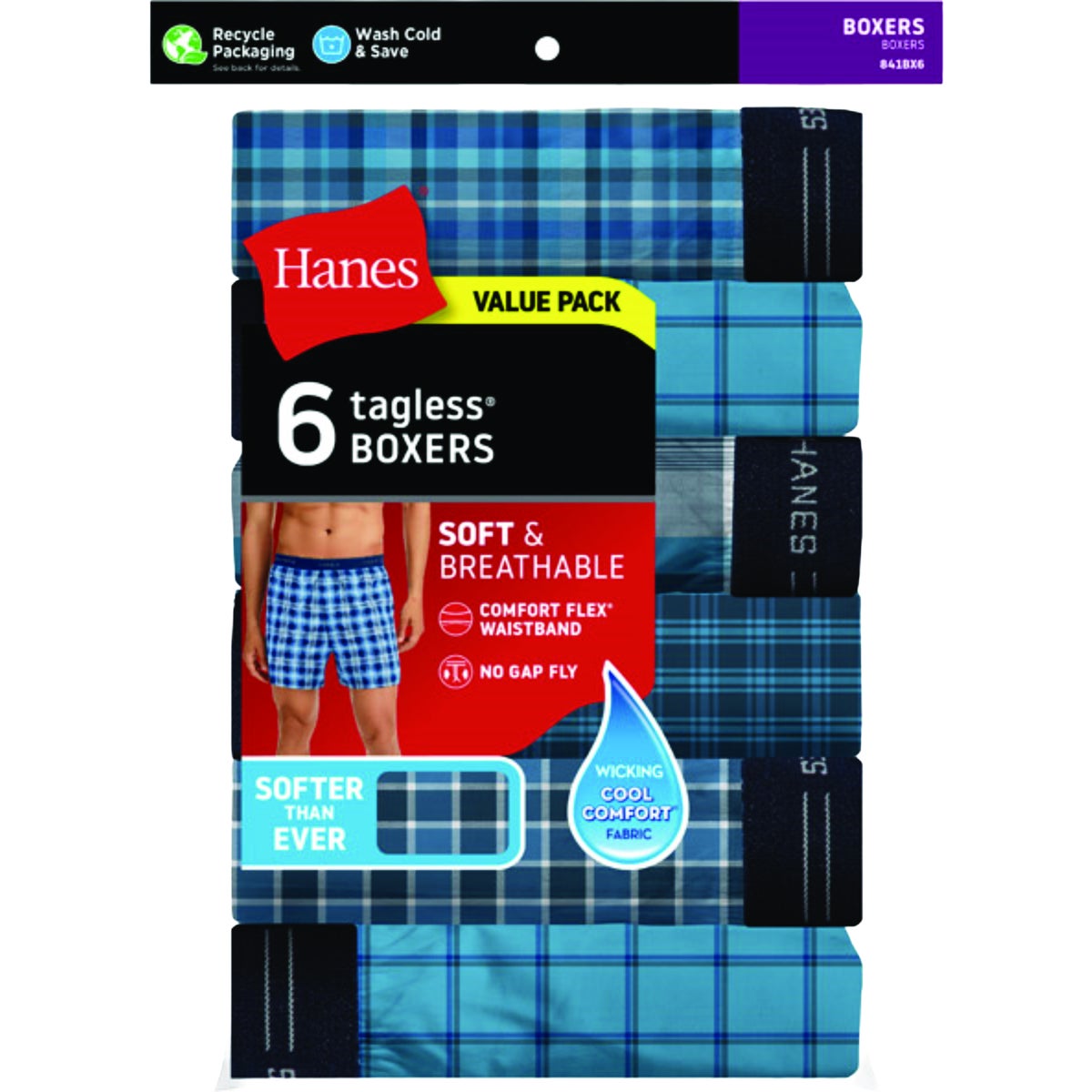 Hanes Men's 2XL Woven Multi-Color Boxer (6-Pack)