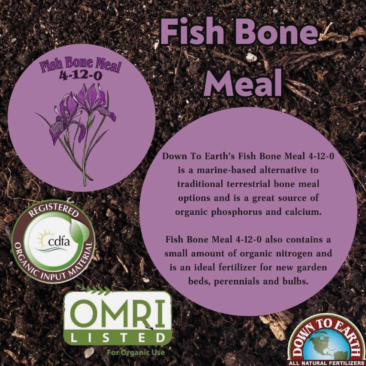 Down To Earth 1 Lb. 4-12-0 Fish Bone Meal Image 2