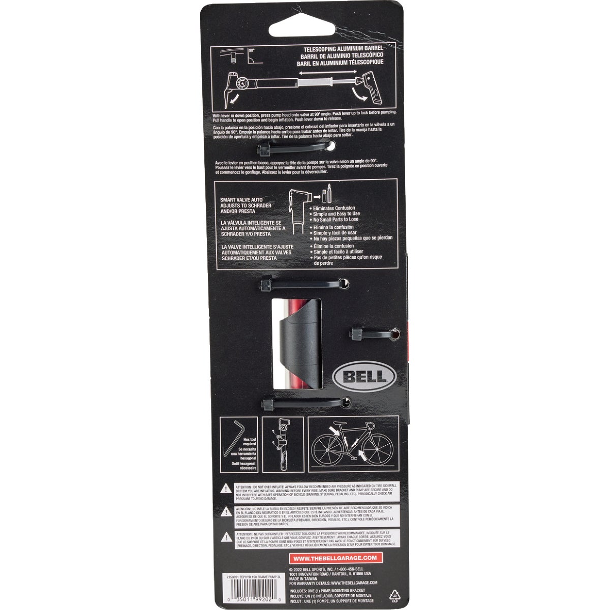 Bell Zephyr 150 Schrader/Presta Bicycle Frame Pump Image 3