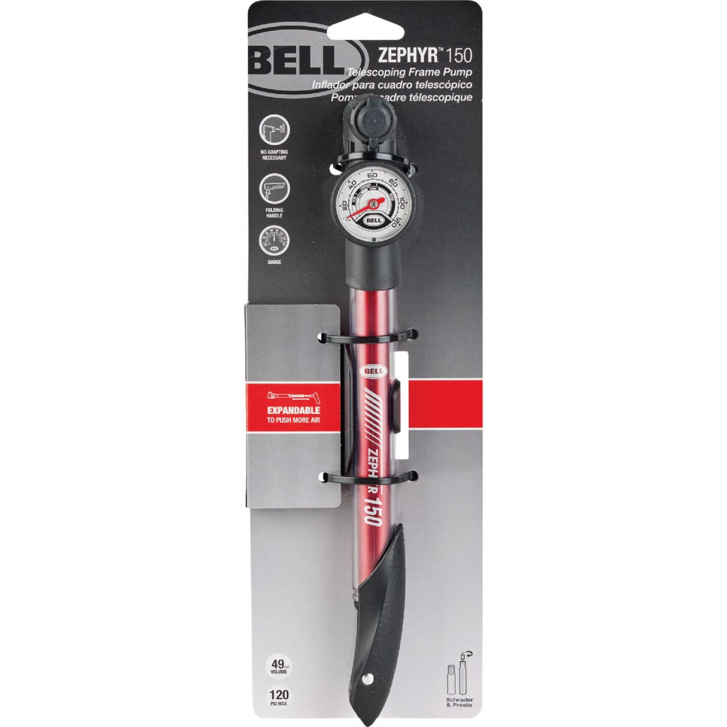 Bell Zephyr 150 Schrader/Presta Bicycle Frame Pump Image 1