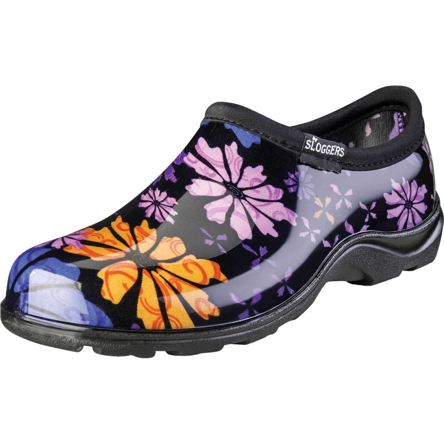 Sloggers Women's Size 7 Black with Flower Design Garden Shoe Image 1