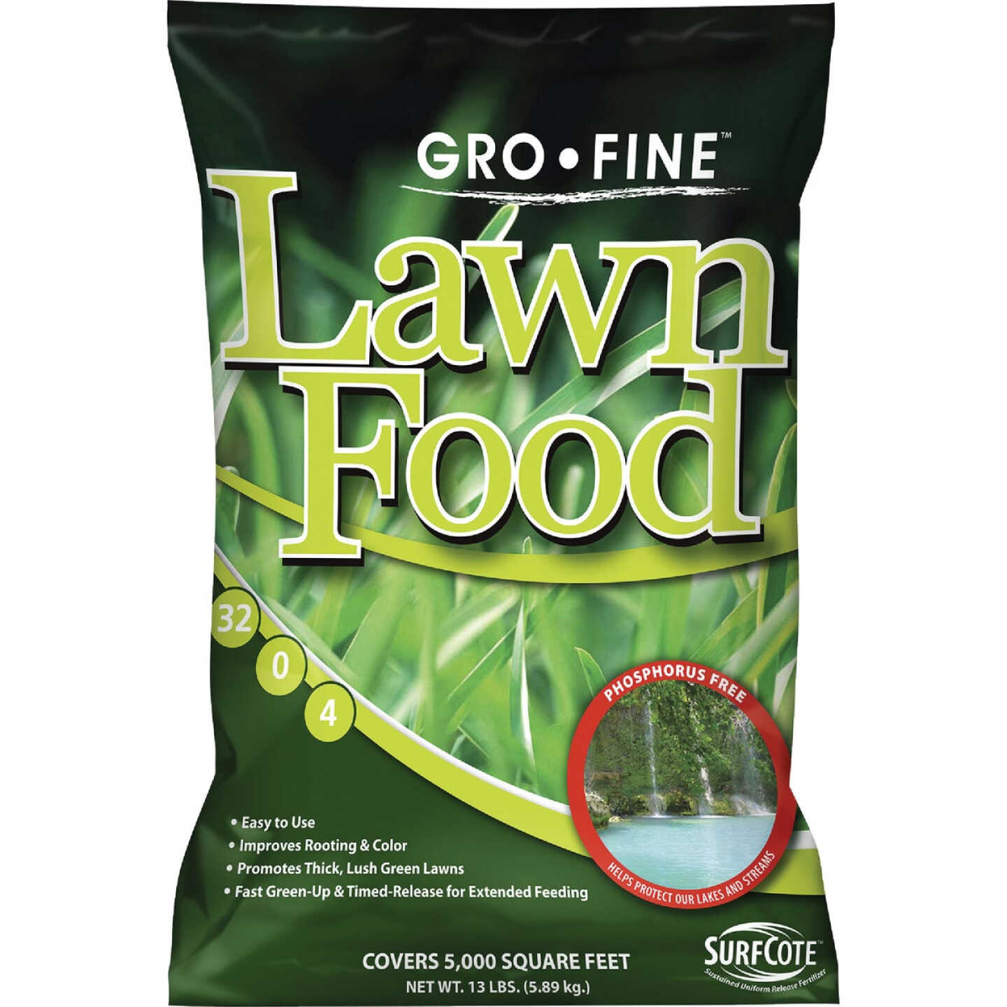 Gro-Fine 13 Lb. 5000 Sq. Ft. 32-0-4 Phosphorus Free Lawn Fertilizer Image 1