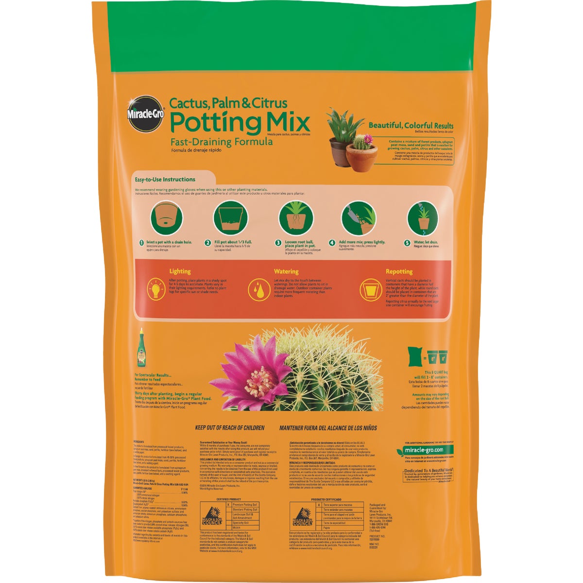 Miracle-Gro 8 Qt. Fast Draining Cactus, Palm & Citrus Potting Mix Image 6