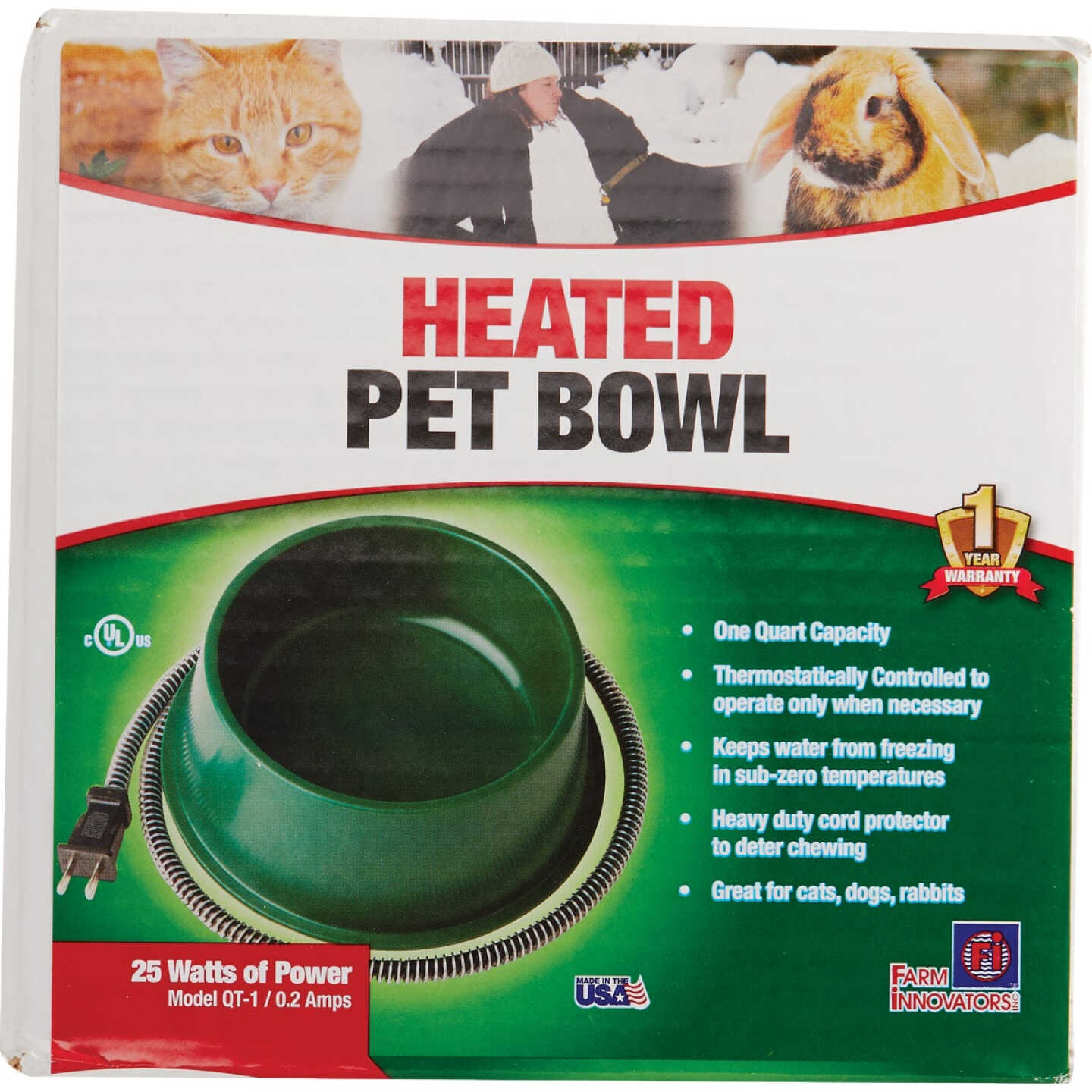 Farm Innovators 1 Qt. Plastic Heated Pet Bowl Image 3